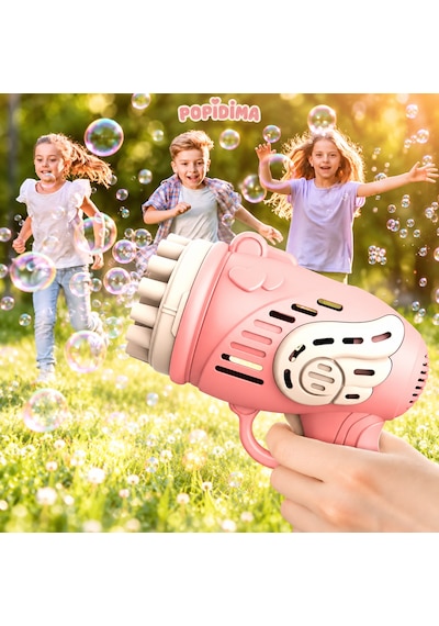 Çok Delikli Pilli Köpük Atan Tabanca Oyuncağı 23 Delikli Bubble Gun