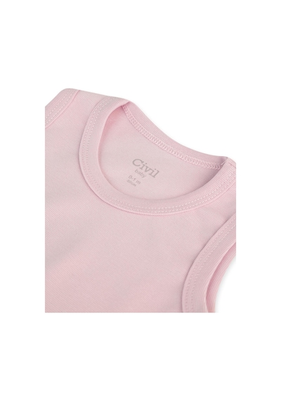 Civil Baby Organik 5 Li Sıfır Kol 3-9 Ay Çıtçıtlı Badi - Pembe