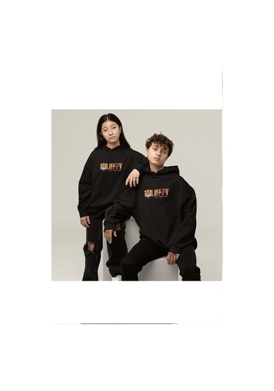 Luffy Yazılı Kapşonlu Sweatshirt