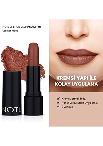 Deep Lipstick 05 Kremsi Dokulu Yarı Parlak Ruj, Kahverengi 0