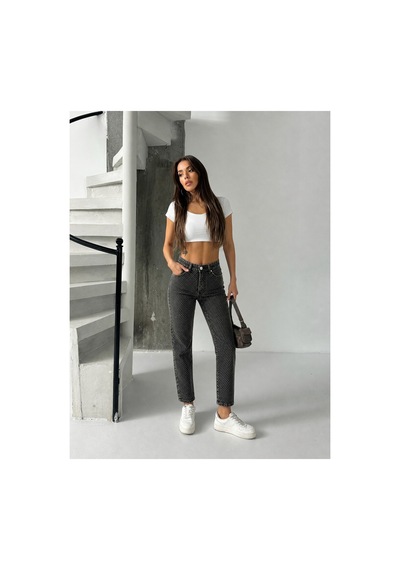 Bluemarlin Kahve Tint Yüksek Bel Ön Bacak Taşlı Mom Jeans Kot Pantolon Kahve Tint