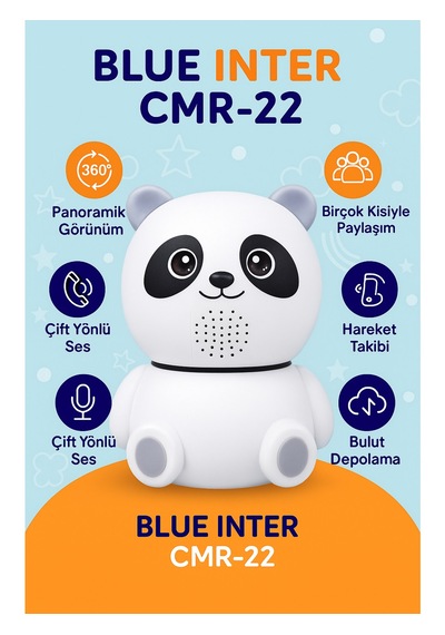 Cmr- 22 Panda Güvenlik Kamerası 360 Dönüş, Gece Görüşü, Hareket Takipli, Çift Yönlü Ses
