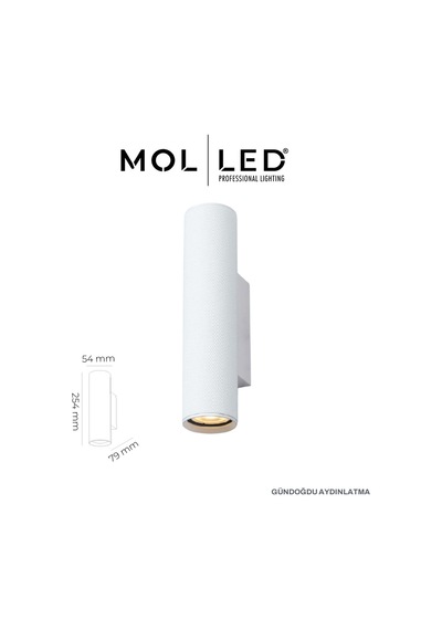 Molled Aura Serisi Beyaz Çift Yönlü Dekoratif Gu10 Duylu Aplik - Mol8108