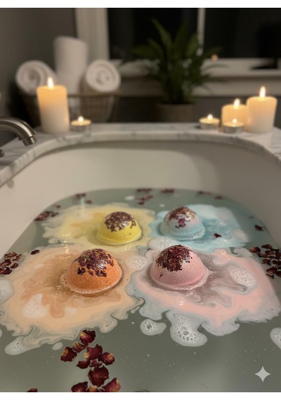 Köpüren Banyo Topu, Nem Bombası Skin Care , Jakuzi & Küvet Kullanımı İçin 80 Gr, 4'lü Okyanus - Yasemin