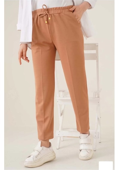 Tarzyeri Kadın Tam Kalıp Basic Eşofman Pantolon - Kahverengi 001