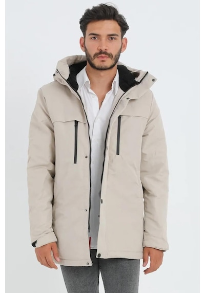 Freemen Spor Erkek Polarlı Su Ve Rüzgar Geçirmez Kapüşonlu Mont & Kaban & Parka-281 Taş