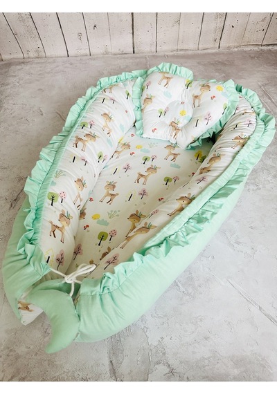 Baby Nest Geyik Fırfırlı Ortopedik Çift Taraflı Bebek Yatağı Ann