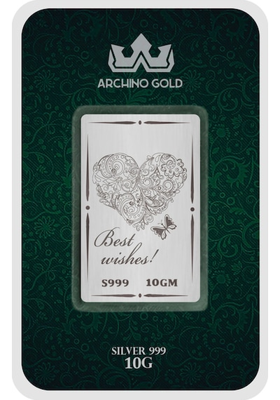 Hediyeye Özel 10 Gram Kalp Ve Kelebek Temalı 999 Ayar Gümüş İle Üretilmiş Gümüş Külçesi-712