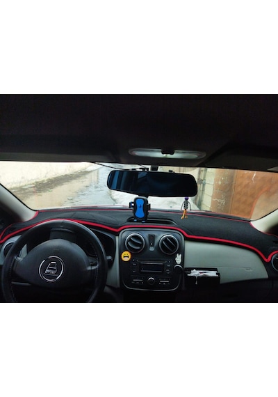 2015-2021 Model Dacia Sandero Stepway Torpido Koruma Halısı Siyah Kenar Renk Kırmızı