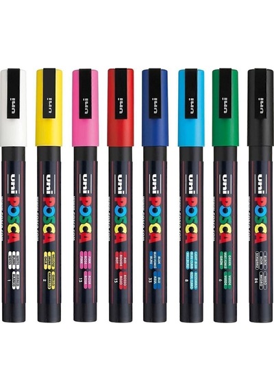 Posca Pc-3m Su Bazlı Boyama Markörü 8'li Ana Renkler 0,9-1,3mm