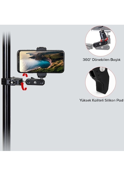 Tablet, Telefon, Monitör, Led, mikrofon,Işık Tutucu Jmary SR-56 Ayarlanabilir Alüminyum Kelepçe