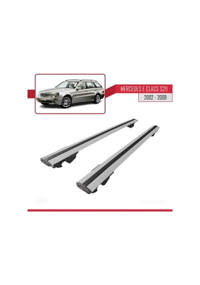 Mercedes E Class W211 Sw 2002-2009 Arası İle Uyumlu Hook Model Anahtar Kilitli Ara Atkı Tavan Barı Gri