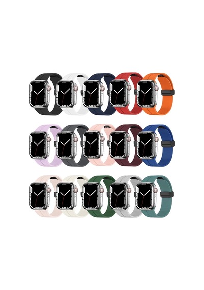 Apple Uyumlu  Watch  10 Serisi 46mm Redclick Krd-84 Silikon Modern Tasarım Kordon