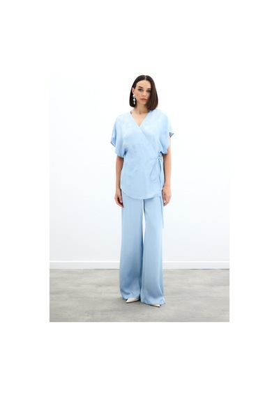 Sateen Cepli Bol Pantolon - Bebe Mavi-136045 Bebe Mavi
