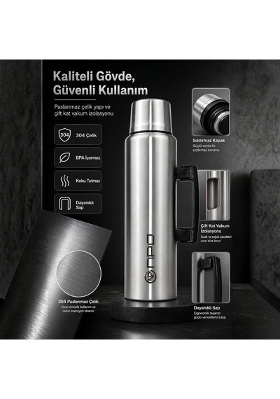 Nt01 1.5l Çift Katmanlı Vakum Teknolojili 24h Sıcak 48h Soğuk 72h Buzlu Koruma Çelik Termos Çok Renkli