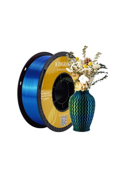 Üç Renkli Silk Pla Filament - Sarı Mavi Yeşil Canlı Parlak Renk Geçişi 1.75mm 1 Kg