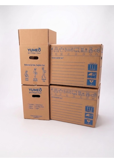 Yumeo Premium Ev Taşıma Kolisi 50x30x40 Cm - Tutma Yerli Çift Oluklu Kraft Kutu 60 Lt - 10 Adet