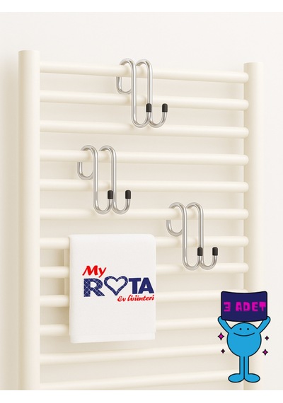 Rota Kanca, 3 Adet, Havlupan Askısı, Opsiyonel Kanca Krom