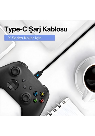 Xbox Series Şarj Kablosu 3 Metre Led Göstergeli Type-c Örgü Kablo