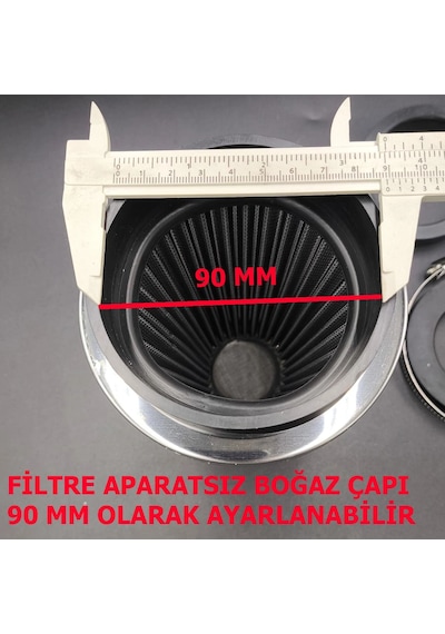 Açık Hava Filtresi Krom Kaplı 2 Aparatlı Gri Renk Huni Tip-90mm-73mm-60mm