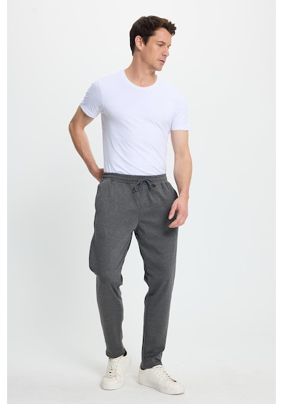 Tudors Erkek Regular Fit Klasik Kesim Beli Lastikli Bağcıklı Koyu Gri Jogger Pantolon-41774 Koyu Gri