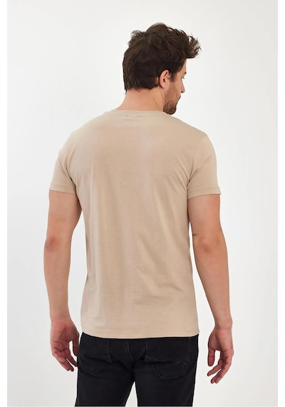 Erkek Compact Penye V Yaka T-shirt Oxford Tan