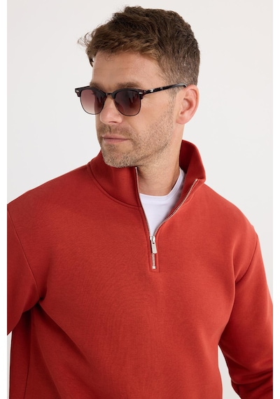 Tudors Unisex Relax Fit Rahat Kesim Pamuklu İçi Polarlı Yarım Fermuarlı Kırmızı Dik Yaka Sweatshirt-35171 Kırmızı Tudors Unisex Relax Fit Rahat Kesim Pamuklu İçi Polarlı Yarım Fermuarlı Kırmızı Dik Yaka Sweatshirt-35171 Kırmızı