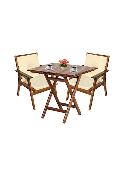 Heybeli Ahşap Bahçe Takımı: 60x80 Masa + 2 D. Minderli Sandalye Heybeli Ahşap Bahçe Takımı: 60x80 Masa + 2 D. Minderli Sandalye