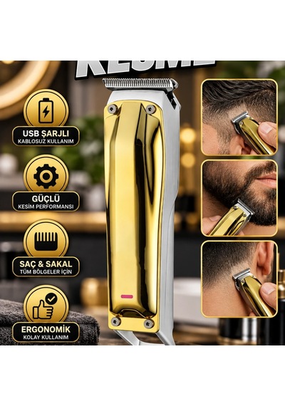 Usb Şarjlı Kablosuz Saç Ve Sakal Kesme Makinesi