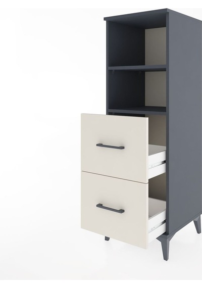 Hyperion Dolap 2 Raflı 2 Çekmeceli 44x44x134 Antrasit-aytaşı Antrasit