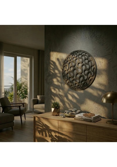 Geometrik Desenli Daire Duvar Tablosu Mdf Lazer Kesim Modern Minimal Duvar Süsü