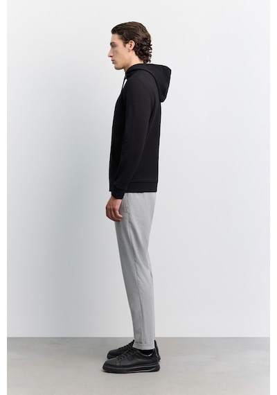 Avva Erkek Siyah Kapüşonlu Kolay Ütülenebilir İnterlok Regular Fit Sweatshirt B001034