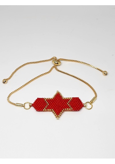 Harmel Jewelry Miyuki Kırmızı Yıldız Bileklik Altın - Kırmızı