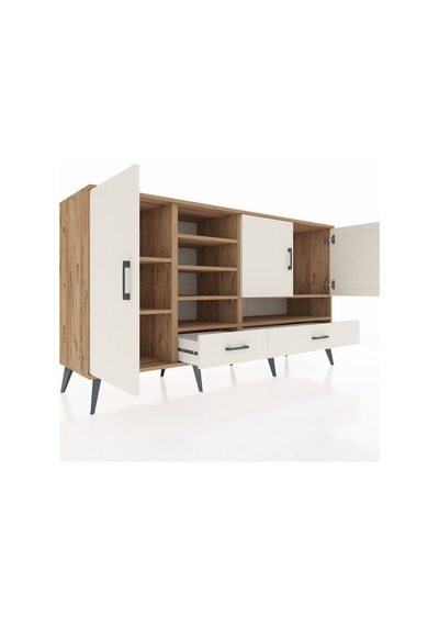 Kronos Konsol 8 Raflı 2 Çekmeceli 3 Kapaklı 176x59x99 Çam-aytaşı Çam-aytaşı