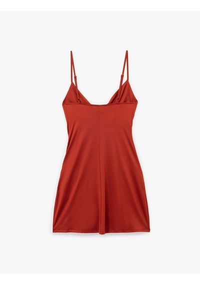 Koton Degaje Yaka Askılı Mini Elbise Bordo 5sak80415ek Bordo