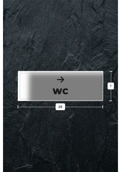 Wc Yazılı - Metal - Beyaz Renk - Kapı İsimliği - 20x7 Cm
