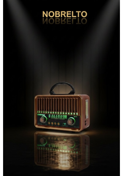 Nobrelto Rt-774 Nostaljik Ahşap Bluetooth Radyo - Işıklı Fenerli