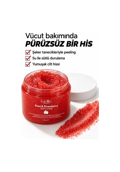 Lucille %100 Vegan Çilek Aromalı Vücut Scrub 250 ML
