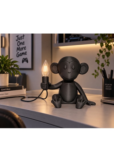3dlab Moko 3d Baskı Maymun Figürlü Masa Lambası Siyah
