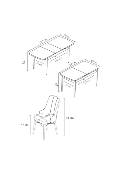 Zümra Serisi, Meşe Desen 80x132 Açılabilir Mdf Mutfak Masası Takımı 6 Adet Sandalye, Antrasit Zümra Serisi, Meşe Desen 80x132 Açılabilir Mdf Mutfak Masası Takımı 6 Adet Sandalye, Antrasit
