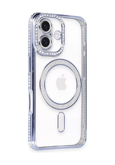 Newface Apple İphone 16 Plus Kılıf Joke Simli Magneticsafe Kılıf - Mavi