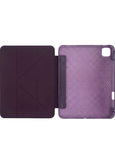 Ps Apple Uyumlu iPad Pro 11 İnç M5 / M4 Tri Folding Standlı Kılıf - Damson Kapaklı Kılıf