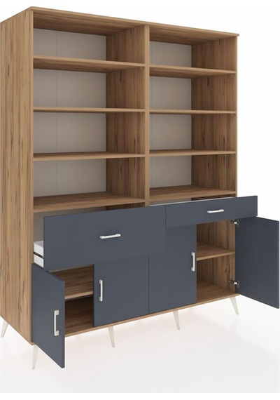 Kronos Gardrop 10 Raflı 2 Çekmeceli 4 Kapaklı 176x59x221 Çam-antrasit Antrasit Kronos Gardrop 10 Raflı 2 Çekmeceli 4 Kapaklı 176x59x221 Çam-antrasit Antrasit