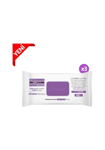 Sleepy Easy Clean Orkide Bahçesi Yüzey Temizlik Havlusu 100' Lü X 3 Tekli