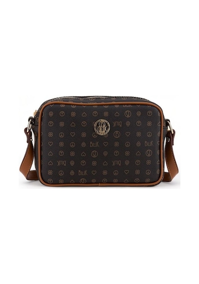 Bilik Deri Monogram Siyah/taba Kadın Çapraz Askılı Çanta Nv 1002- Siyah - Taba