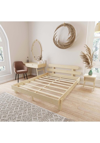 Damla Model Doğal Ahşap Karyola Ve 2 Komodin Set