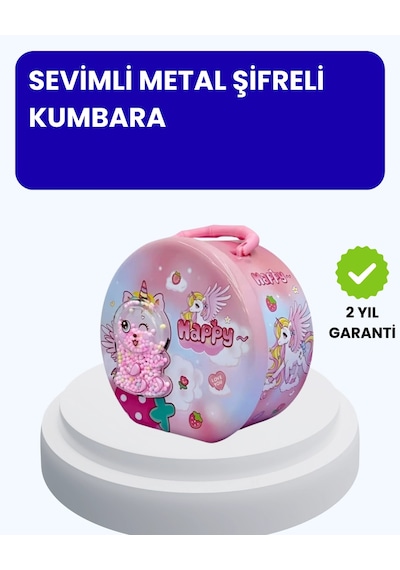 Çocuk Para Kasası Anahtarlı Güvenli Tasarruf Kutusu Pembe