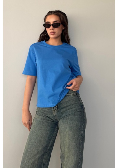 Madmext Saks %100 Pamuk Vatkalı Oversize Kadın T-shirt Mg2442 Camel