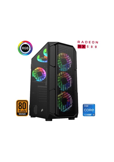 Xaser XSR525 i5-12400F 32 GB 1 TB M.2 NVMe SSD 8 GB RX580 24" Free Dos Masaüstü Oyuncu Bilgisayarı