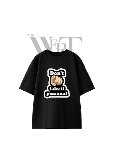 Thewert Pointing Hand Tasarım Baskılı Ünisex Siyah Oversize T-shirt
